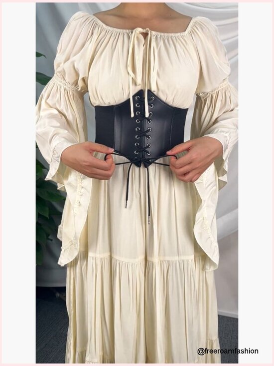 Lace-up Corset Belt Elastic Waist Cinch Belt Faux Leather main image 4